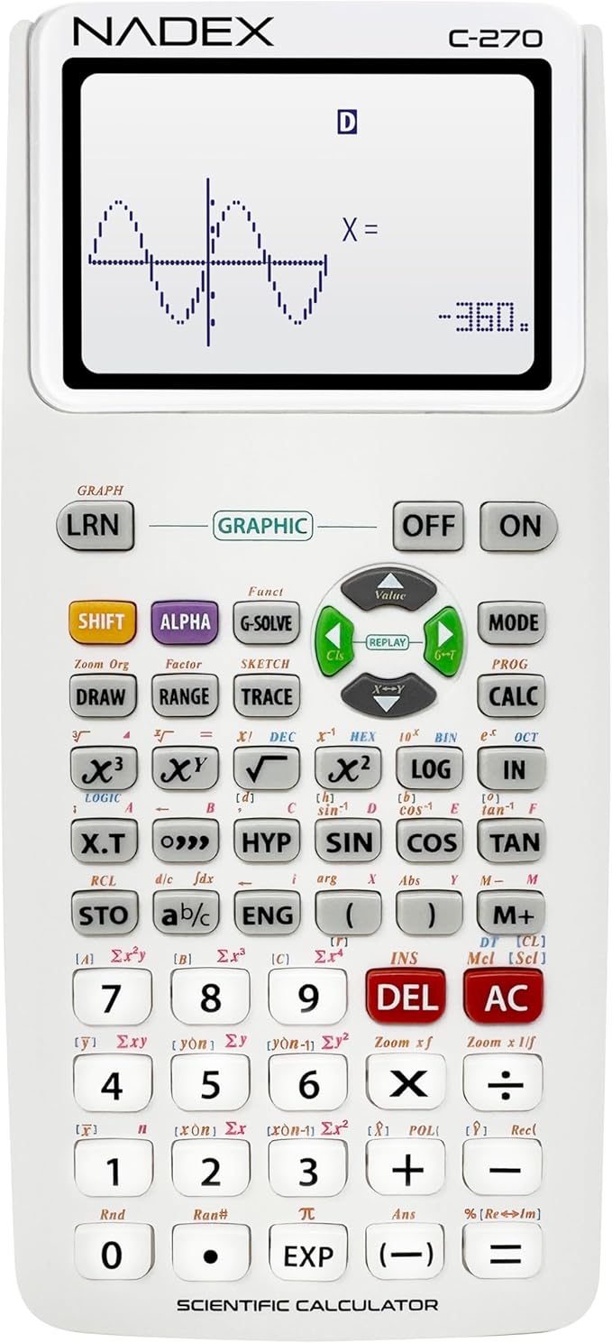 Scientific Calculator with Graph Functions for College and High School Students, Engineering, Advanced Mathematics, Calculus, Algebra, Geometery, Trigonometry, Statistics, Physics, Chemistry, White