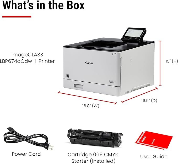 Canon Color imageCLASS LBP674Cdw II - Wireless, Duplex, Laser Printer with 3 Year Limited Warranty, 35 PPM