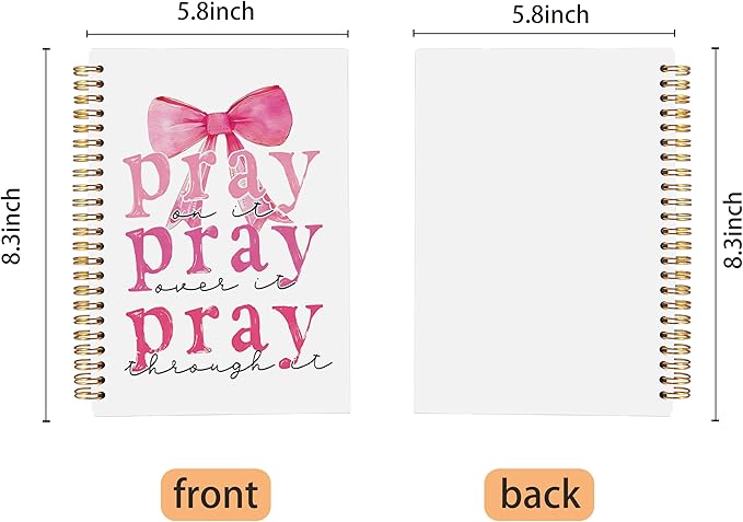 Pink Prayer Notebook Journal, Prayer Journal for Women, Pray on It Pray over It Pray through It Notebook, Daily Prayer Journal, Christian Gifts for Women Faith, Spiral Notebook 5.5x8.3 Inch
