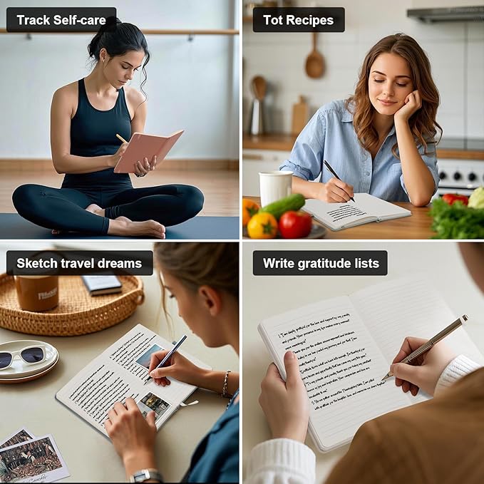 Comix 4 Pack Lined Journal Notebooks for Women, 176 Pages, 5.5 x 8.3, Hardcover, Morandi, 100gsm Paper, A5 Journaling Notebooks, Perfect for Work School Home