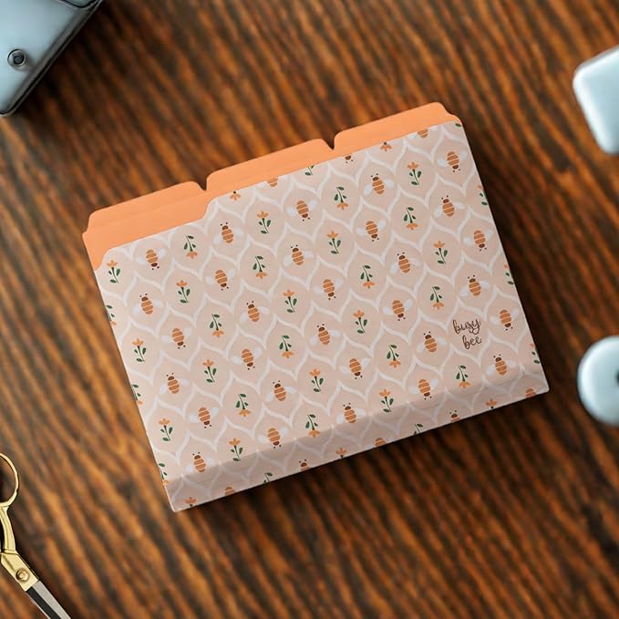 Steel Mill & Co Cute File Folders, Set of 9, Document Organizer for Filing Cabinet, Decorative Letter Size Files, Bees