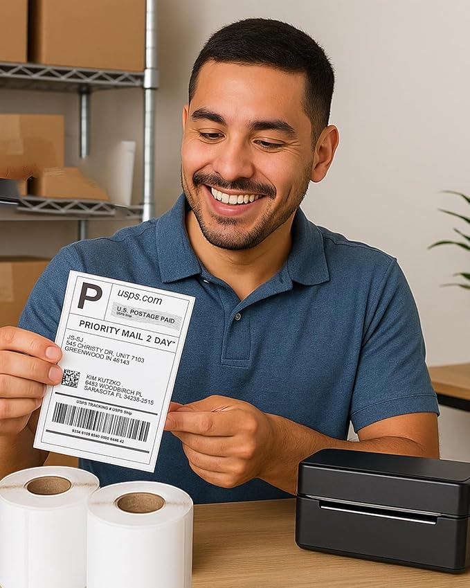 4 Rolls 4"x6" Direct Thermal Printer Labels – 250 Labels/Roll, 4x6 Shipping Labels Compatible with Zebra & Rollo Label Printer - Perforated and Strong Adhesive Thermal Labels