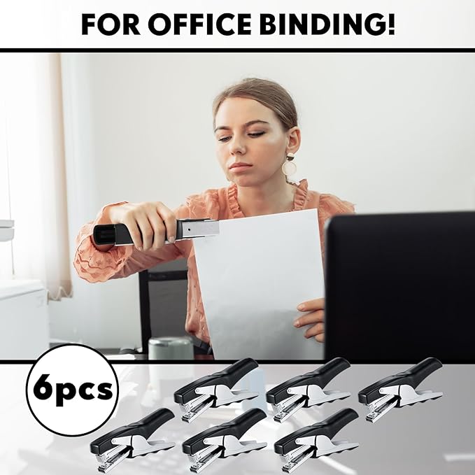 Yexiya Heavy Duty Plier Stapler Heavy Duty Office Hand Held Stapler Effortless 50 Sheet Capacity Desk Good for Stapling Home Warehouse School, Black(6 Pcs)