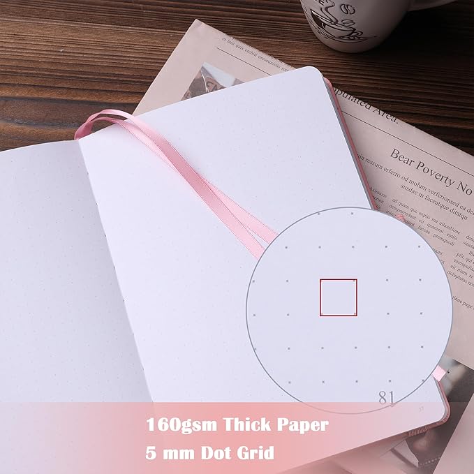 Bullet Dotted Notebook for Women Men, 190 Numbered Pages Journal, A5 Butterfly Floral Journals for Writing, Aesthetic Notebooks, Work School Note Taking, 5.4" x 8.4"