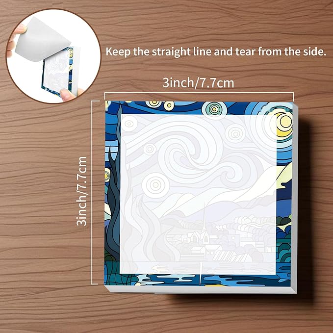 Sticky Notes, 2 Pads, 3x3 inches, Cute Colorful Fun Self-Stick Note Pads, Easy Post, Strong Adhesive Notepad Starry Night Swirl