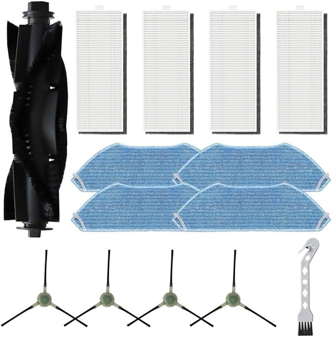 Vacuum Accessories Fit For Lefant M2, M2S, M2 Pro, M2S Pro Robot Cleaner Parts, Main Brush Replacement, Side Brushes Kit, Filters, Nylon Microfiber Mop Pads, Vacuum Mop Accessories(14pcs)