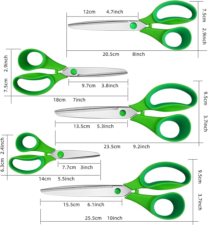 All Purpose Heavy Duty Scissors, Sharp Stainless Steel Blades, Comfort Grip Handles, Multipurpose for School, Home, Office, Art, Craft, Sewing, Tailor - 5 Pack