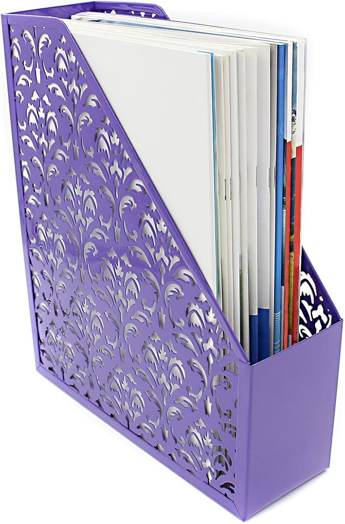 EasyPAG Desk Organizer Set - Pencil Holder Letter Sorter File Holder Business Card Holder and Sticky Note Holder, Purple