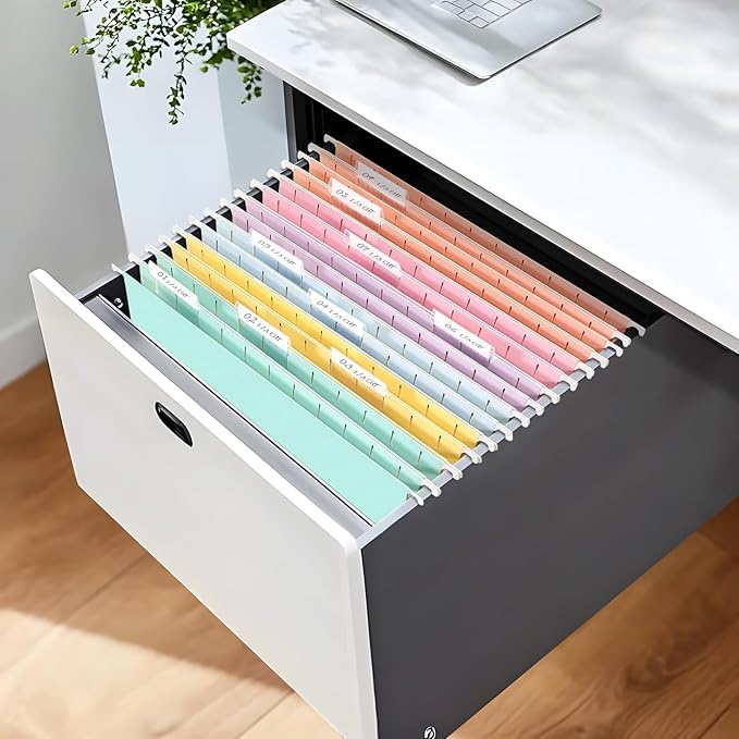 SUNEE 6 Pack Hanging File Folders,Hanging File Folders Letter Size with 1/5-cut Tabs, Assorted Macaron Colors Folders,Stay Organized for Your Home and Office Bulk File and Documents