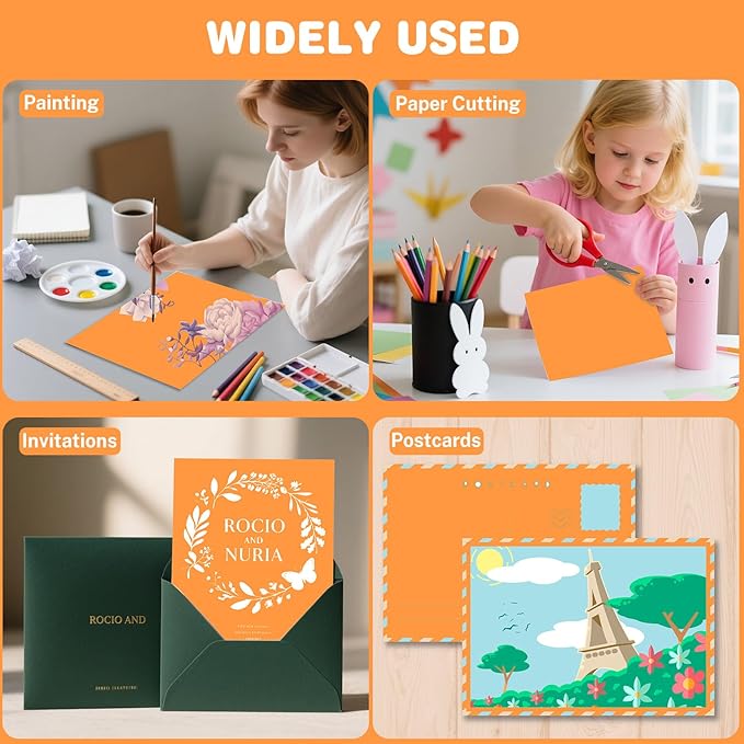 Light Orange Cardstock 8.5 X 11, 40 Sheets Card Stock, 75lb/ 200gsm Copy Paper, Cardstock Printer Paper For Art, Drawing, Invitation, DIY Card, Watercolor, Craft, Construction, School & Office Supplie