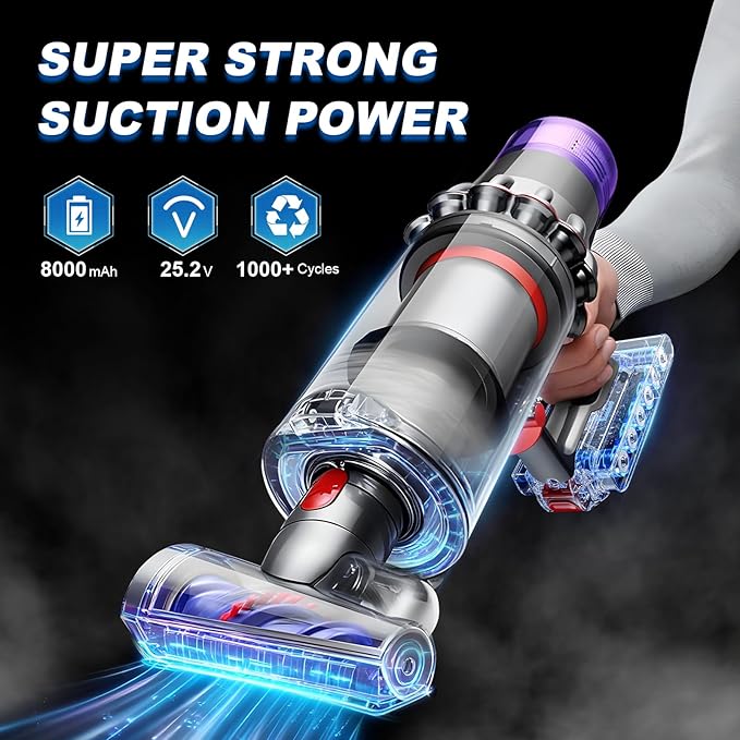 8000mAh V11 Battery Replacement Compatible with Dyson V15 Button Click in Installation Style Battery V11 Extra/Absolute/Animal/Outsize/V15/SV15/SV16 970425-01 Vacuum Cleaner (Not for Screw-in Models)