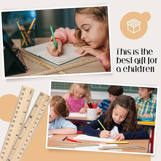 Qilery 100 Pcs Wooden Ruler 12 Inches Wood Measuring Ruler 2 Scale Rulers for Kids Classroom Rulers with Centimeters and Inches 30 cm Drafting Tools for Home Office School Adults Students Supplies