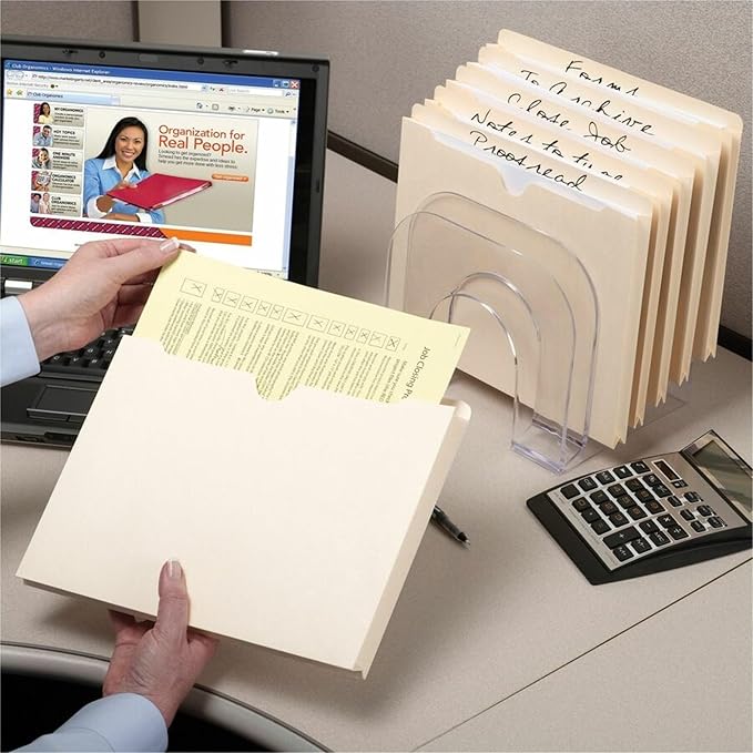 Smead File Jackets Letter Size for File Folders, Reinforced Straight-Cut Tab, 2" Expansion, Letter Size, Manila, 50 Per Box (75560)