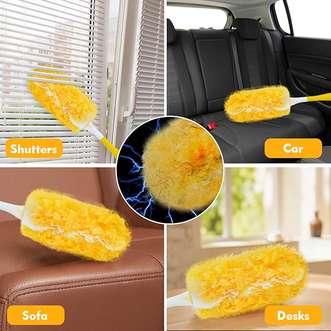 Yicotira Duster Refill Compatible with Swiffer Duster, Heavy Duty Duster Refills Kit for Cleaning Dusting, Multi Surface 360 Feather Duster, 20 Count Disposable Refills with 1 Handle