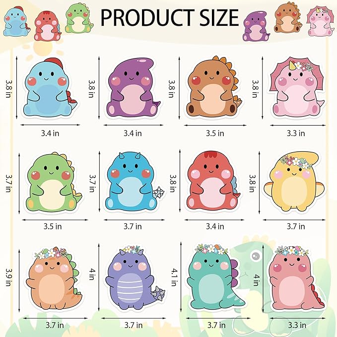 600Pcs Cute Sticky Notes, Cartoon Dinosaur Sticky Note Pads, Fun Sticky Notes Animal Notepads Self Stick Memo Pads Removable Funny Post it Notes for Students School Home Office Supplies