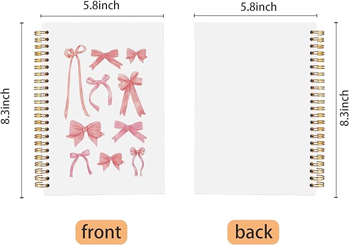 Coquette Pink Bow Notebook Journal, Preppy Aesthetic Journal Notebook for Note Taking Work, Pink Girly Notebook, Preppy Gifts for Women, Pink Office Supplies, Spiral Notebook 5.5x8.3 Inch