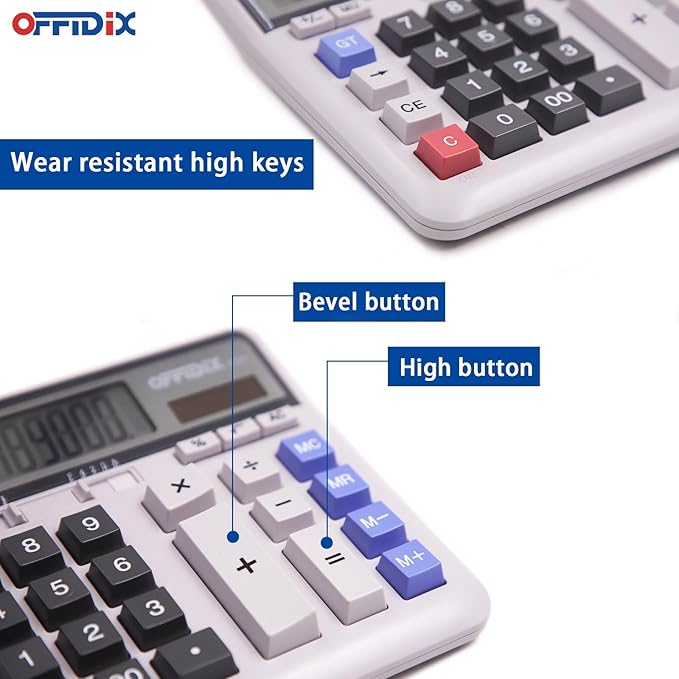 OFFIDIX Office Computer Key Electronic Calculator, Financial Calculators for Bank Stuff and Accouter, Financial Accounting Style 12-Digit Display with Battery and Solar Desktop Calculator