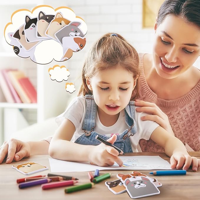 Yinder 24 Pads Cute Sticky Notes Kawaii Fun Animal Sticky Notes Pads Bulk Cartoon Memo Self Adhesive for Veterinary Gift Office School Tab Party Supplies(Dogs)