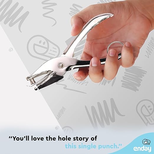 Single Hole Punch Metal, 1/4” Hole Puncher for Paper and Crafts Round Circle Shape, 5 Sheet Capacity Paper Punch, Single Hole Puncher for Home, Office, School Supplies, Silver - by Enday