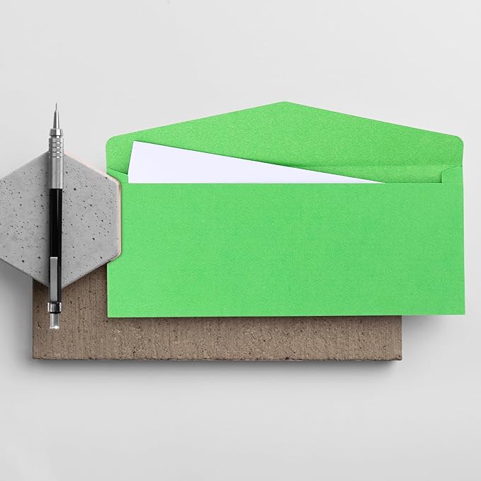 SHEUTSAN 500 Pack 9.5 x 4 Inch Green envelopes, Greeting Card Envelopes, Standard V Flap Business Mailing Envelopes for Greeting Cards, Invitations, Mailing