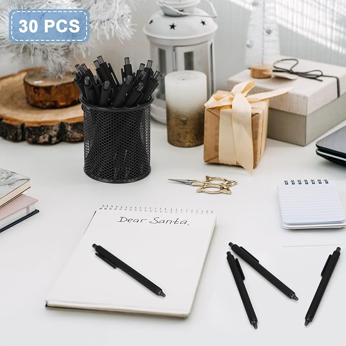 WY WENYUAN Pens Bulk, 30-Pack Black Ballpoint Pens (1.0mm Medium Point) - Smooth Writing No-Smear Click-Type Bulk Pens for School,Corporate,Journals