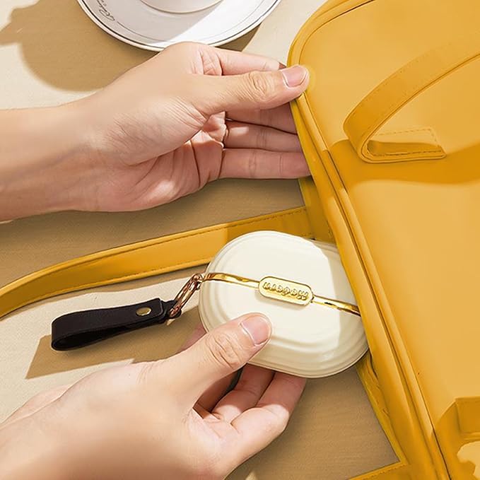 Handy Double-Sided Travel Lint Roller with Hand Strap, 7-Fill Luxury Clothing Bag Dust Fluff Adhesive Reusable Mini Extra Adhesive Dog Cat Pet Adhesive, Small Pocket Reusable Lint (White)
