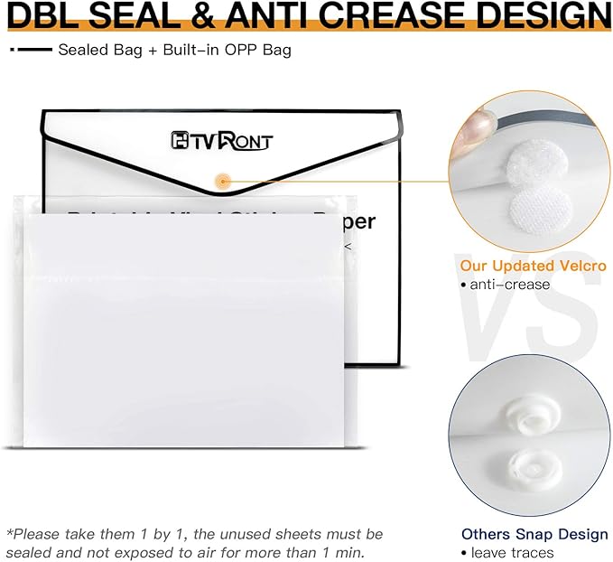 HTVRONT Printable Vinyl for Inkjet Printer & Laser Printer - 40 Pcs Matte White Inkjet Waterproof Printable Vinyl Sticker Paper, 8.5"x11"