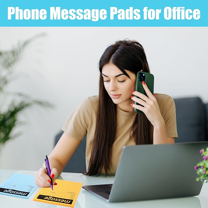 9 Set Phone Message Pads for Office, Colorful 4 x 5 Inch Phone Message Sticky Notes Urgent Self-Stick Memo Notepads for Desk Call Records, Neon Note Sheets for Workplace Communication School Supplies