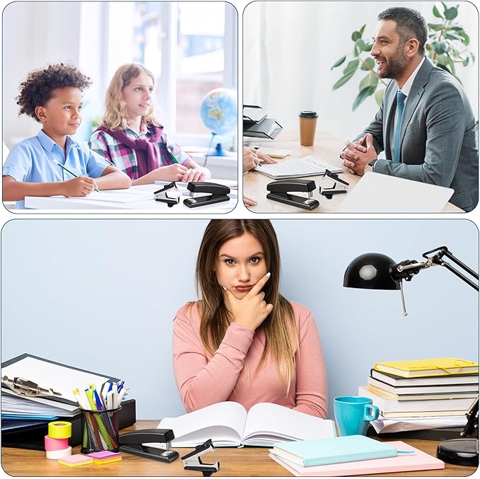 Yeaqee 6 Pcs Stapler for Desk Bulk with 6 Stapler Remover 6000 Staples 25 Sheet Capacity Black for Office