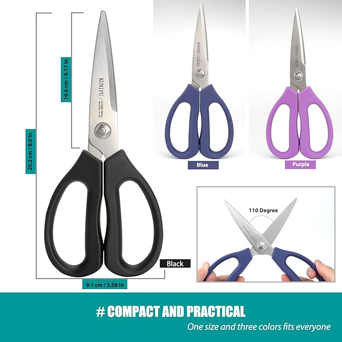 KUNIFU Kitchen Scissors, All Purpose Kitchen Shears, Heavy Duty Come Apart Scissors Gadgets Utensils - Black
