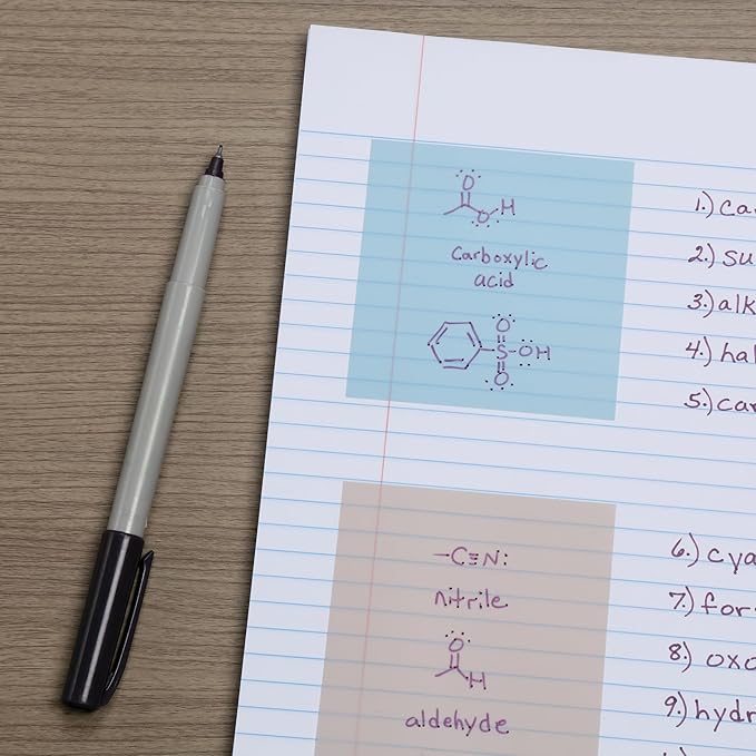 Redi-Tag Translucent Sticky Notes, Transparent Self-Stick Notes, 3" x 3", Calming Colors, 4 Pads, 50 Notes Per Pad, 200 Sheets (1006592)