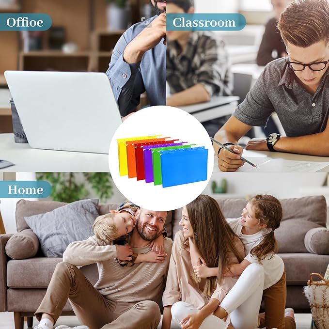 30 Pack Extra Capacity Hanging File Folders Reinforced Letter Size Hanging Folders with Expansion, 1/5 Cut Adjustable Tab Inserts for Office, School, Home Supplies, Assorted Colors (No Expansion)