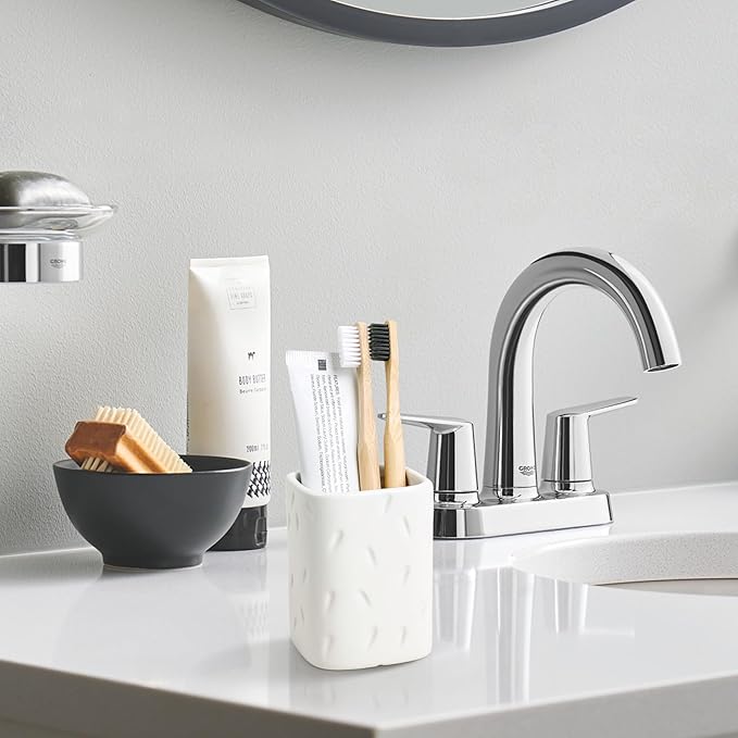 Ceramic Pen Holder for Desk, Makeup Brush Holder, Pencil Holder Stand, Pencil Cup Pot with Raindrop Design, Dual Use Desktop Organizer for Office, Home, School, Vanity