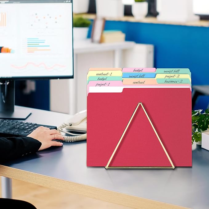 SUNEE File Folders Letter Size Red, 100 Pack Manilla Folders 8.5 x 11 1/3-Cut Tabs, Colored File Folders Office Home School for Documents Files Paper