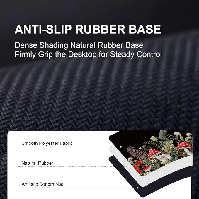 Large Desk Mat, Desk Matt for Desktop, Computer Gaming Mouse Pads, Anti-Slip Rubber Base, Stitched Edges Soft Mat for Desktop Office Home 31.5 x 11.8 Inches (Mystical Mushroom)
