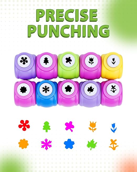 UCEC 10PCS Flower Hole Punch for Kids, Paper Punch Shapes for Crafting, Shape Cutters for Paper Crafts, Tiny Hole Puncher Single Adults Nail Art Tag Cards Stamp Thanksgiving Decorations Fun Punches