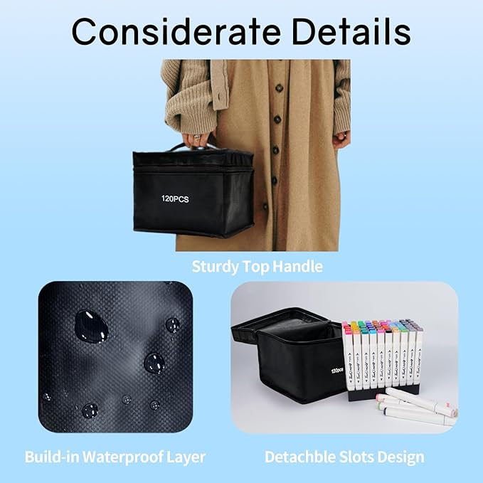 120 Colors Alcohol Markers, Art Markers for Artists with Coloring App, Dual Tip Marker for Adult Painting Sketching Drawing with Travel Case Great Gift Idea