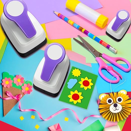 Craft Circle Hole Punch, 3pcs Different Size of Scrapbooking Punches Crafting Designs for Office Supplies, Card Making, DIY Albums Photos, Circle Cutter for Scrapbook Crafts Purple
