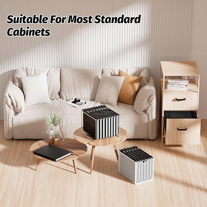 Extra Capacity Plastic Hanging File Folders,12 Pack Reinforced Hang Folder,Heavy Duty 1 Inch Expansion,Filing Cabinet Folders Letter Size for Bulk Files/Medical Charts (No Sealed, Black)