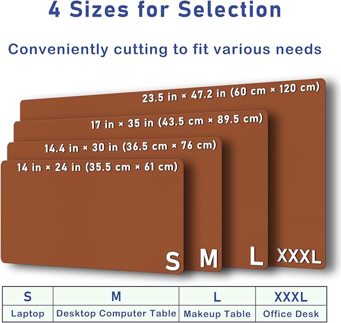 Boutilon Leather Desk Pad Protector,Non-Slip Mouse Pad,Laptop Desk Pad,Office Mouse Mat,Waterproof Leather Desk Blotter,Desk Writing Pad for Office and Home (XL-Brown,35.4"x 15.7")