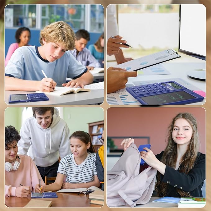 Desk Calculator with Erasable LCD Notepad Calculators ROATEE Desktop Basic Calculators for Middle School Cute Pocket Solar Calculator Office Desk Accessories Supplies Home Office Essential Big Button