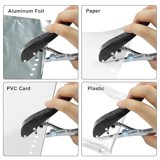 Hitefu 8MM Heavy Duty Single Hole Punch, Portable Long Hand Held Paper Punch for Tags, Cards, Plastic, Paper, Crafting & Office Use