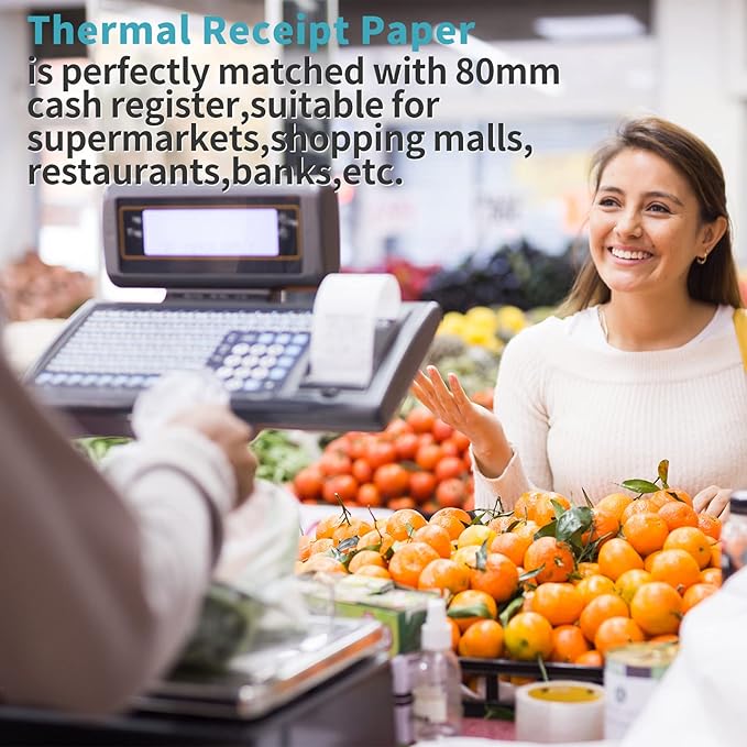 MFLABEL 3-1/8" Thermal Paper Rolls - 10 Rolls x 230ft, Compatible with Star Micronics, Epson, IBM & POS Receipt Printers | Smudge-Proof 80mm Credit Card Paper for Clear Transactions