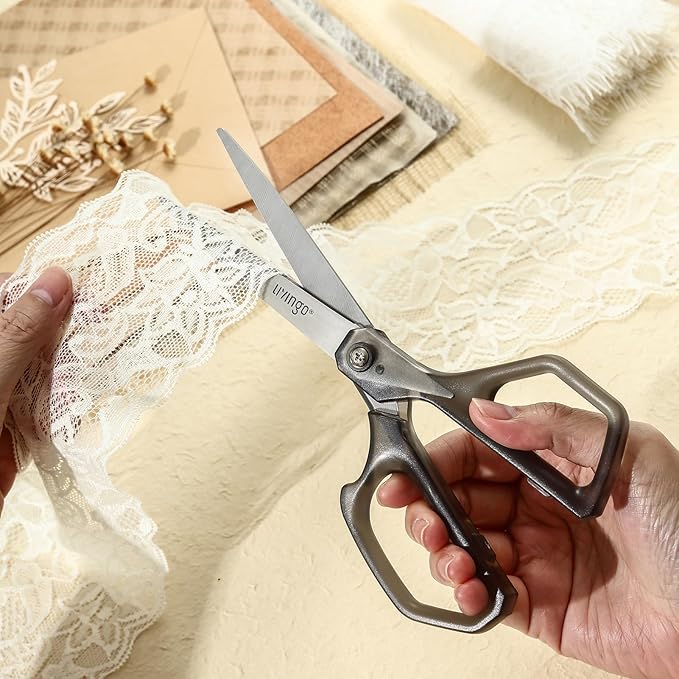 LIVINGO Scissors All Purpose for Office - 3 Pack 8 Inch Sharp Stainless Steel Heavy Duty Fabric Paper Cutting Shears for Crafts, Sewing School Home Use