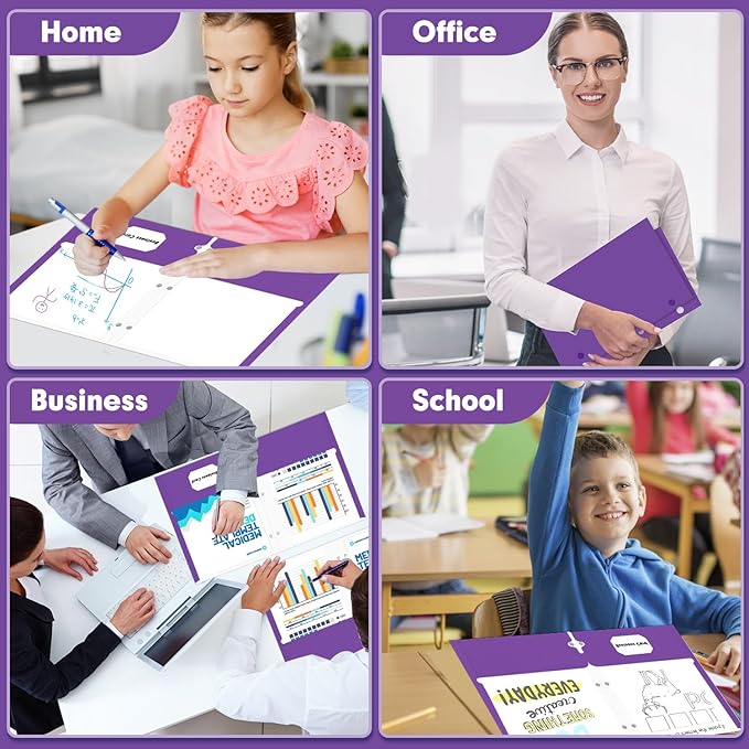 Two Pocket Portfolio Folders, PANDRI 60 Pack 3 Hole Punched 2 Pocket Folders for 3 Ring Binder, Letter Size Paper File Folder for School Office Home Business, Purple