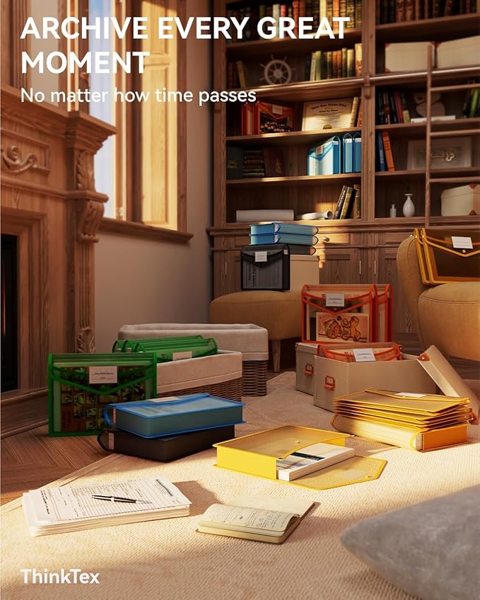 ThinkTex Plastic Expanding File Folder, Transparent envelopes with Snap Closure,No Dividers,Large Capacity,Document Organizer for Receipts, Bills&Taxes,Letter/A4 Size for School/Office/Home-10 Pack