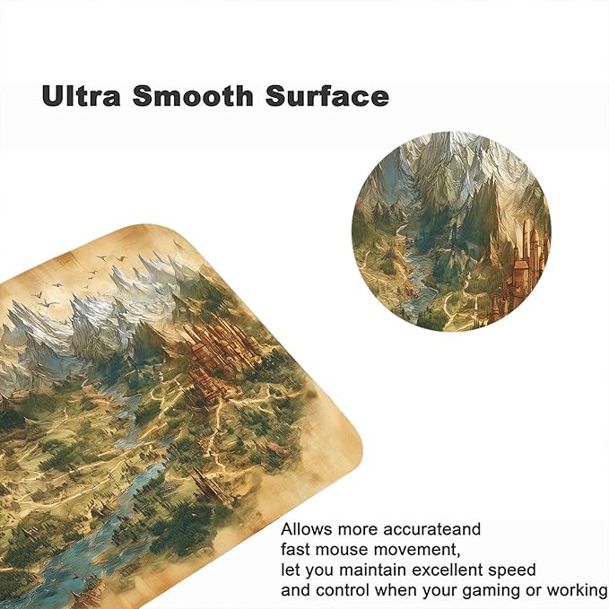 Game Map Gaming Mouse Pad Desk Pad Fantasy Treasure Map Ancient Scroll Mouse Pad Large Mousepad Extended Laptop Keyboard Mat Gaming Desk Pad Mouse Mat Office Computer Keyboard Laptop Home 31.5"x11.8"