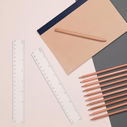 LEXININ 100 Pack 8 Inch Clear Plastic Ruler, 20cm Plastic Straight Ruler for Designer, Engineer