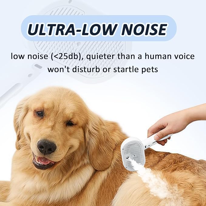 Fresh Fur Shower Brush, 3 In 1 Self Cleaning Pet Spray Hair Removal Comb, Pet Steamy Shower Brush + Bathing Solution, Removes Loose Hair & Reduces Shedding, for Long & Short Haired Pets (White)