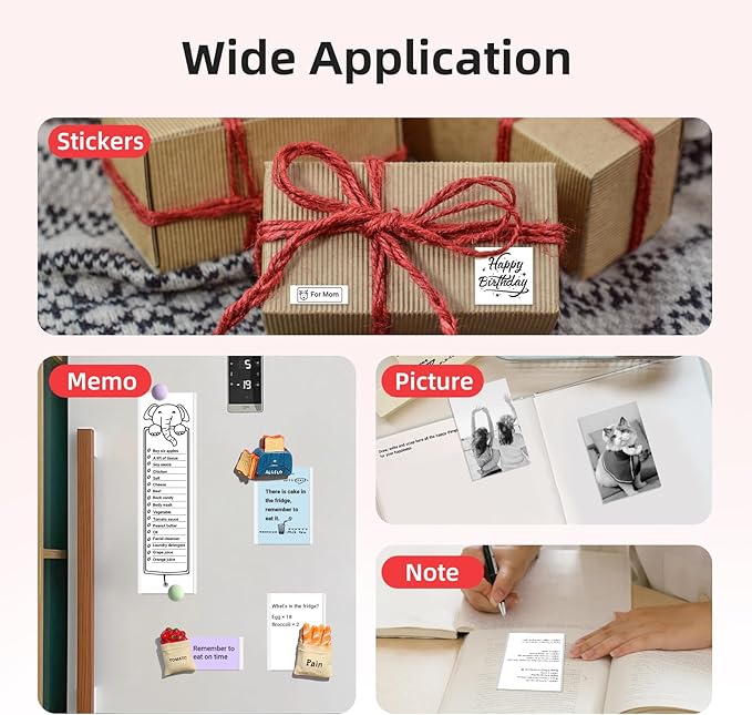 ORGSTA Sticker Printer PrintPods Mini Printer Bluetooth Portable Sticker Maker with 1 Roll Paper Thermal Inkless Label Maker Machine Impresora Portátil Instant Print for Notes, Journal, DIY, Gift